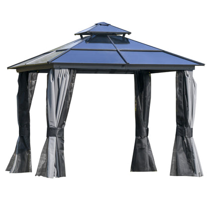 Aaron 10 x 10 ft Hardtop Patio Gazebo Aluminum Frame - Dark Gray