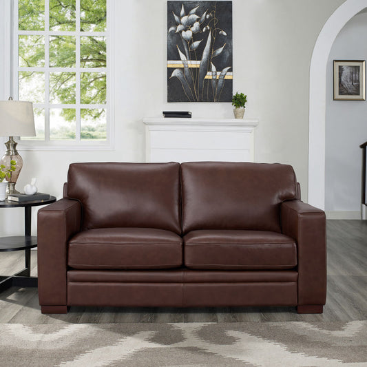 Dillon Leather Loveseat - Raisin