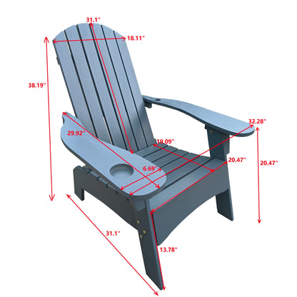 Surno Outdoor Wood Adirondack Chair with Umbrellaan hole - Gray