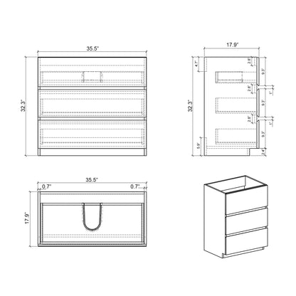 Kito  36" Bathroom Vanity with Sink  without Drain and Faucet - Gray