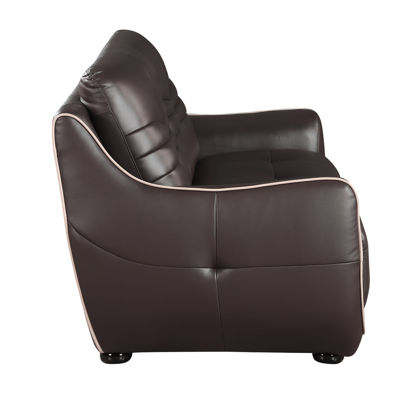 Nova Genuine Leather Loveseat - Brown