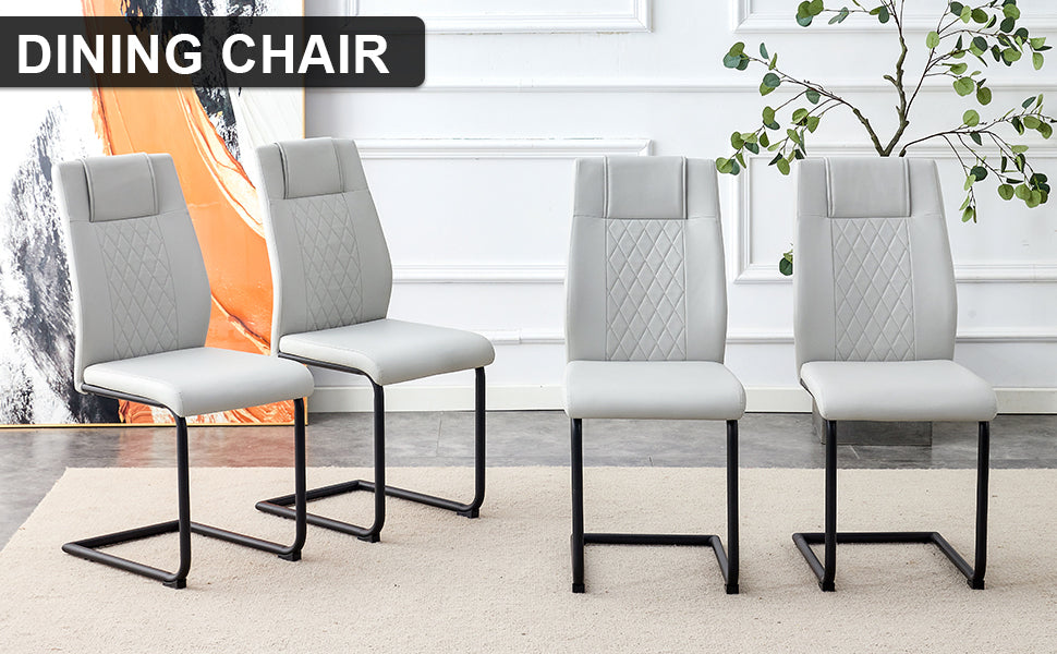 Skye Dining Chair Black Metal Leg (Set of 6) - Light Gray