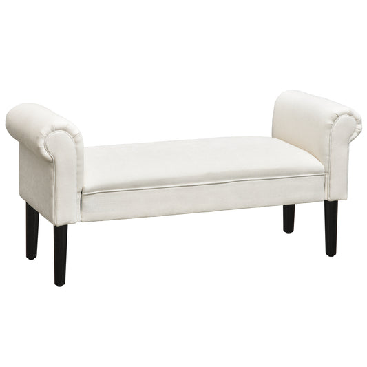 Abby Linen Upholstered Bench - Cream