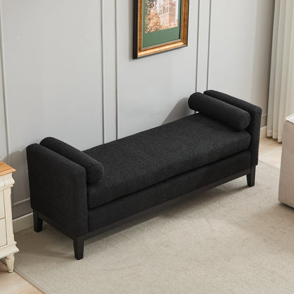 Bailey 66.34" Upholstered Bolster Bench - Black