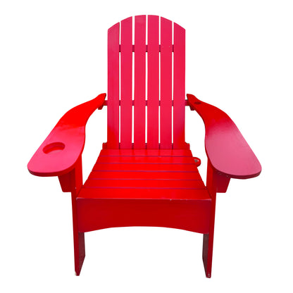 Surno Outdoor Wood Adirondack Chair with Umbrellaan hole - Red