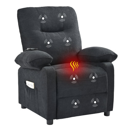 Aston Recliner Chair with Message and Heater - Black