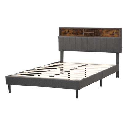 Alvin Queen Size Platform Bed Frame - Gray