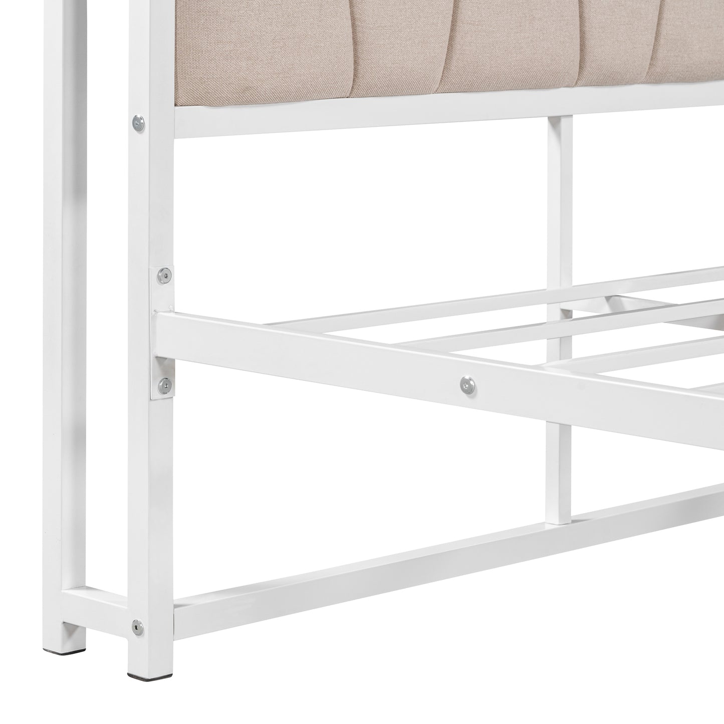 Quest Full Size Metal Platform Bed Frame with Trundle - White