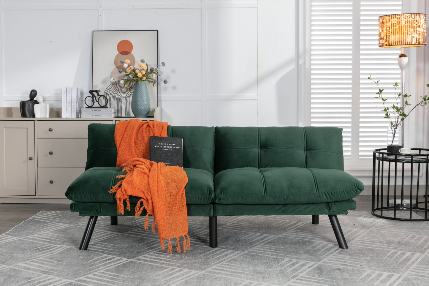 Vega Convertible Folding Modern Sofa Bed - Emerald