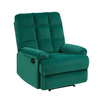 Ora Velvet Upholstery Square Tufted Recliner - Green