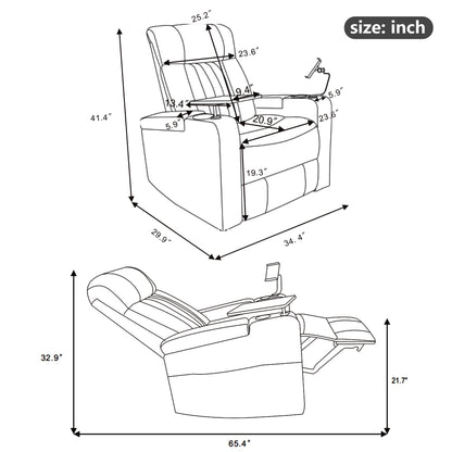 Anika Premium Power Recliner with Swivel Tray Table - Black