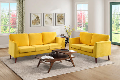 Darcy Velvet Loveseat - Yellow