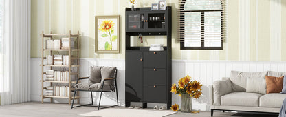 Felix III Shoe Cabinet with Open Storage Space - Black