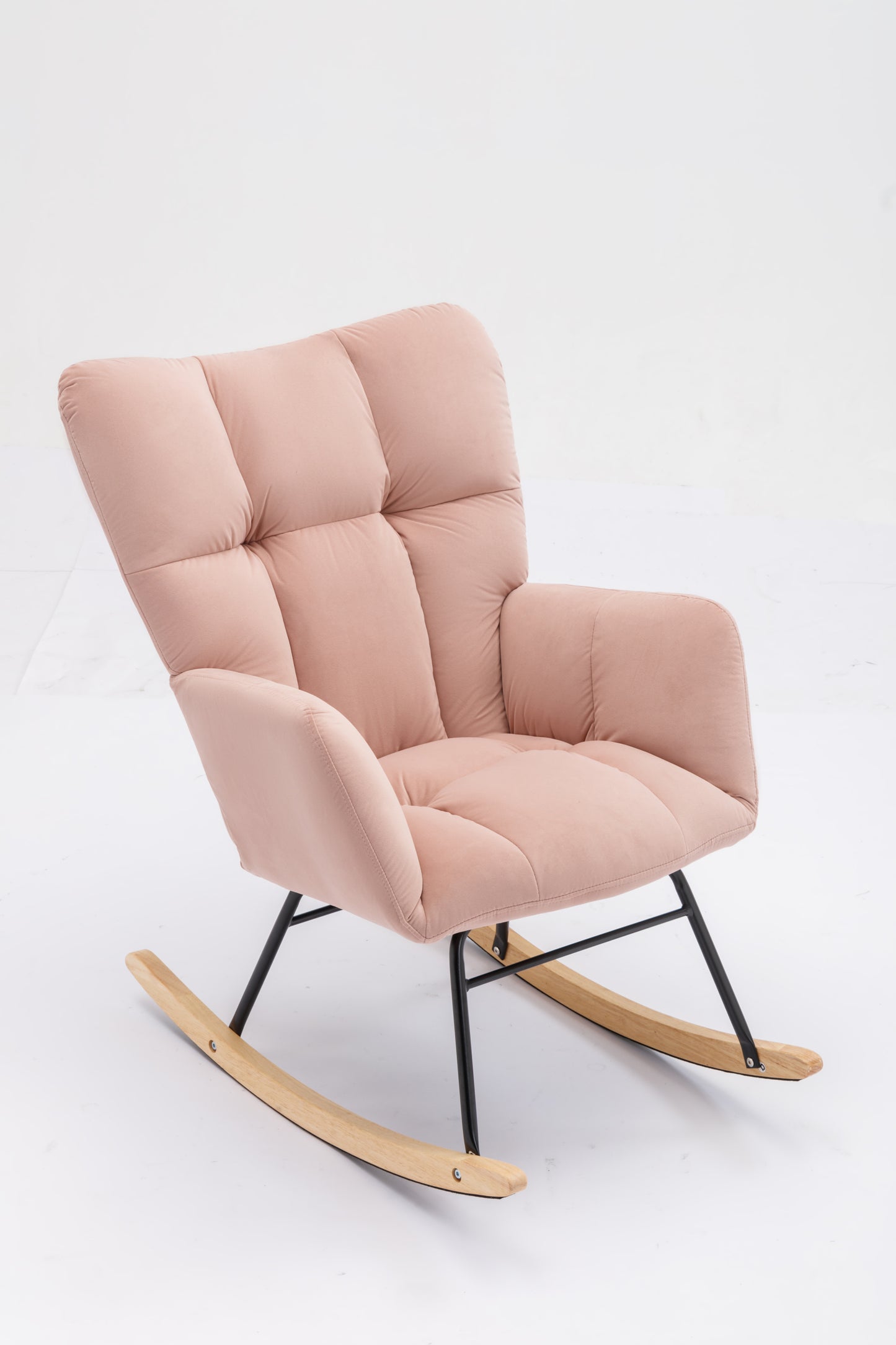 Noble Velvet Tufted Upholstered Rocking Chair - Pink