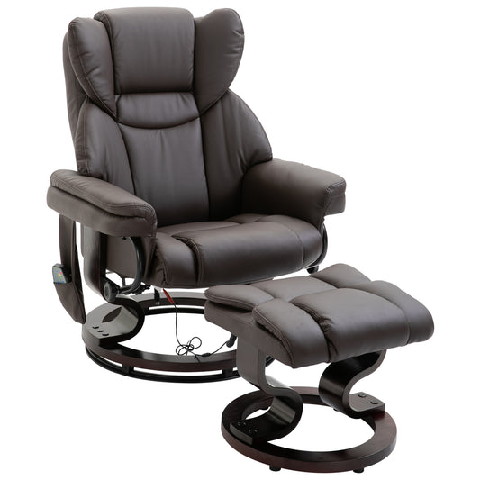 Cruzo 360° Swivel Massage Recliner Chair with Ottoman - Brown