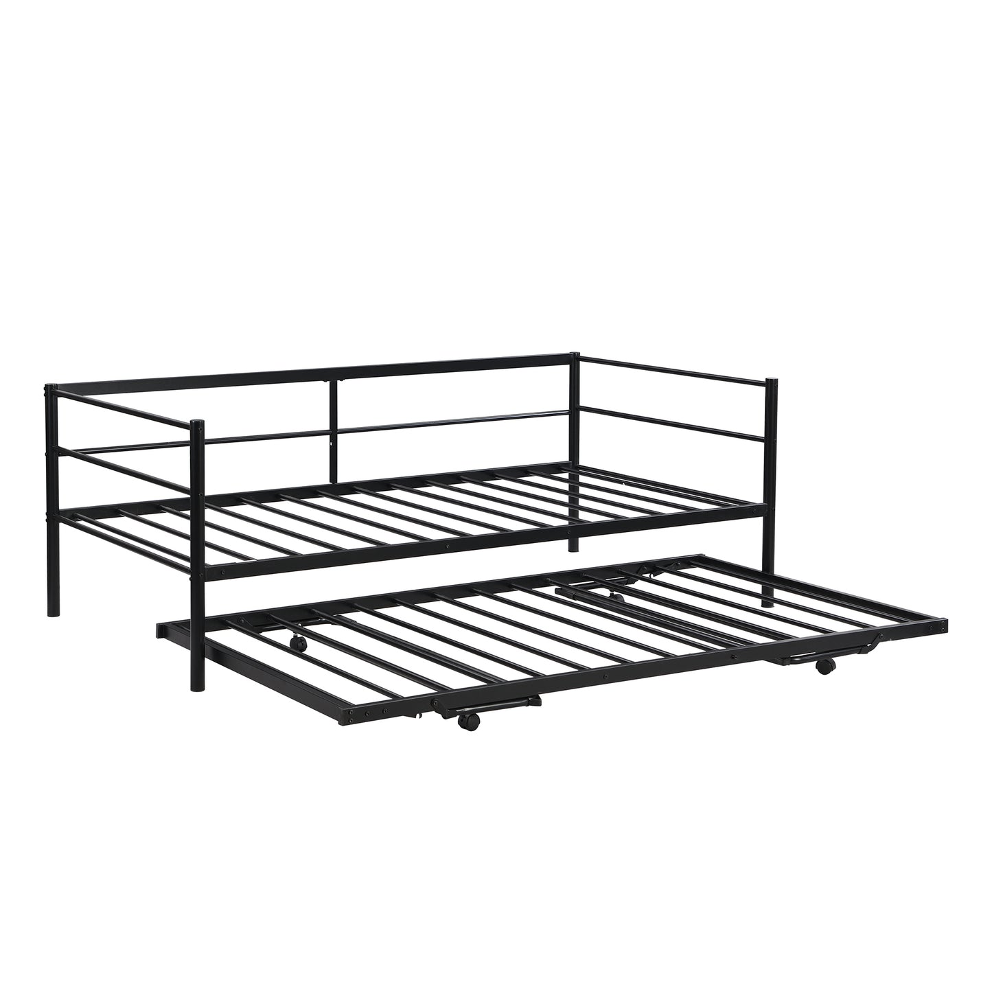 Wago Twin Size Metal Daybed with Adjustable Trundle - Black