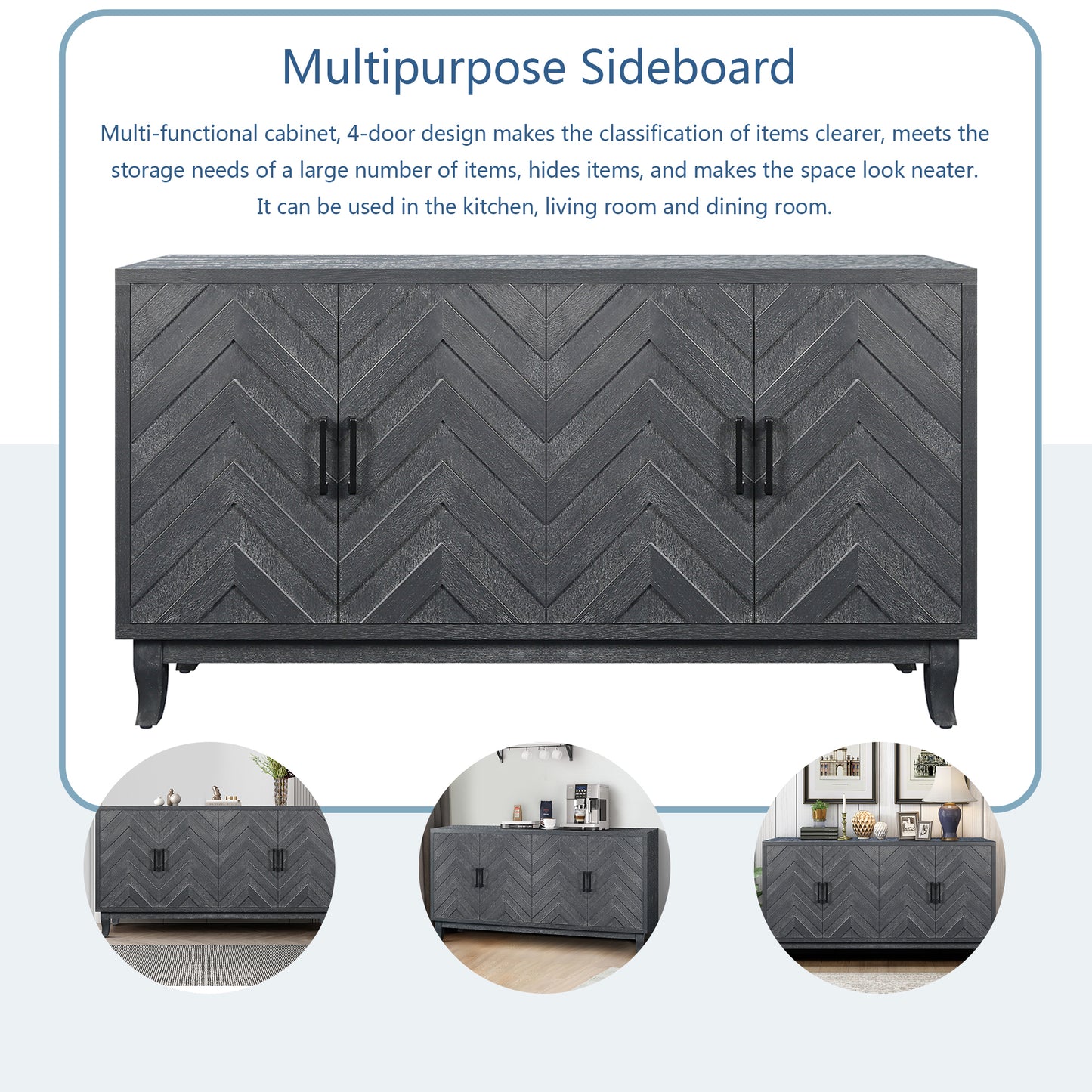 Wave Sideboard Cabinet - Dark Grey