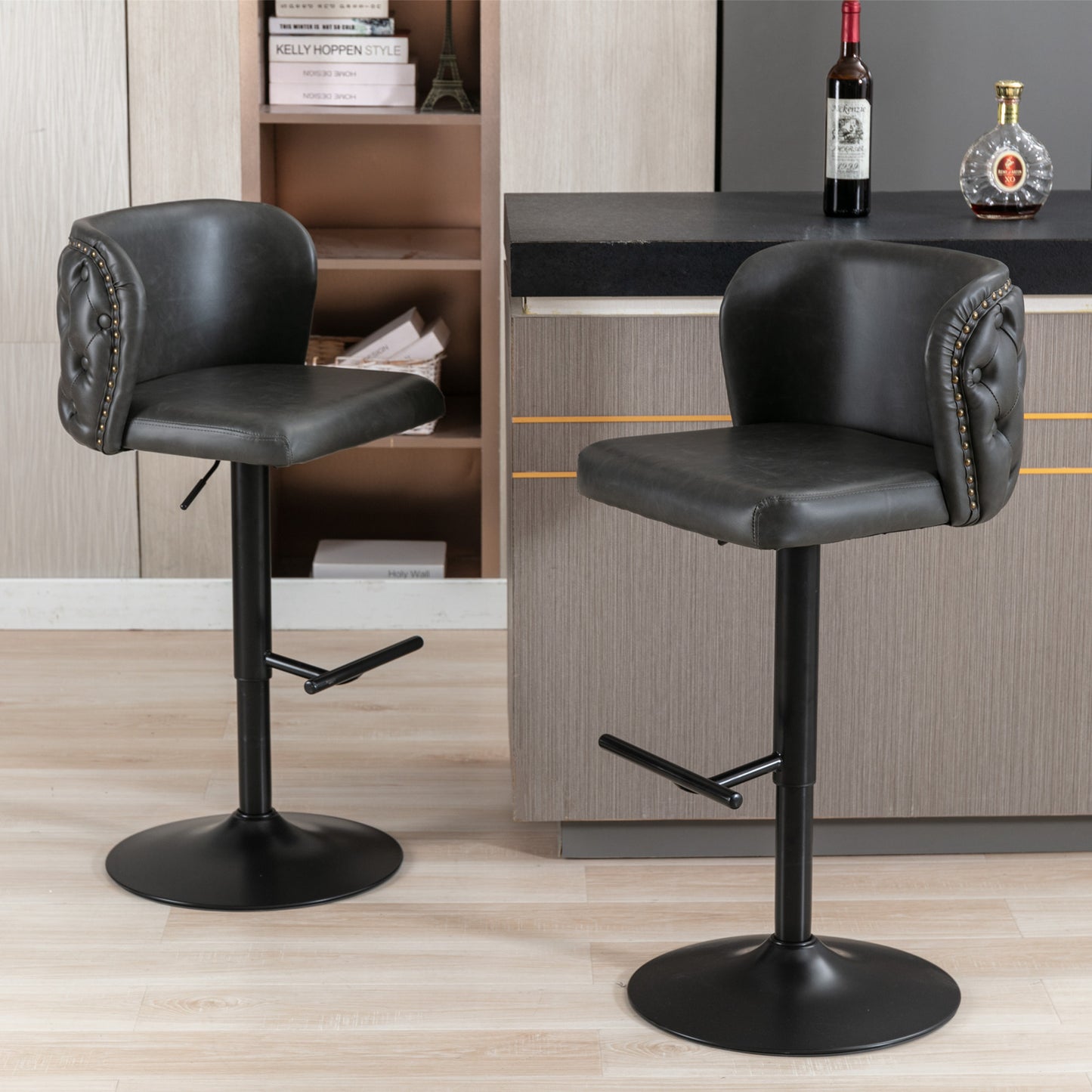 Apex Swivel Barstools - Dark Gray  Set of 2