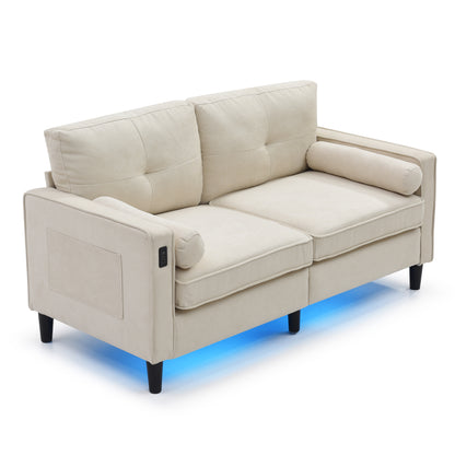 Loveseat Couch with LED Lights - Beige