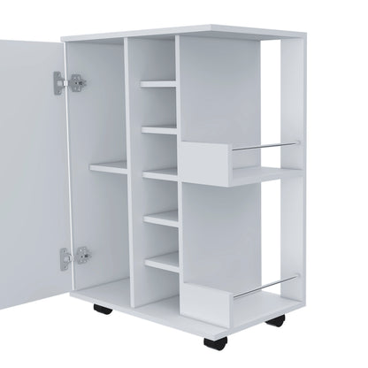 Minta Bar Cabinet With 2 Side Shelves - White