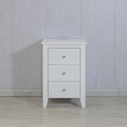 Florence Nightstand with Charging Station - White