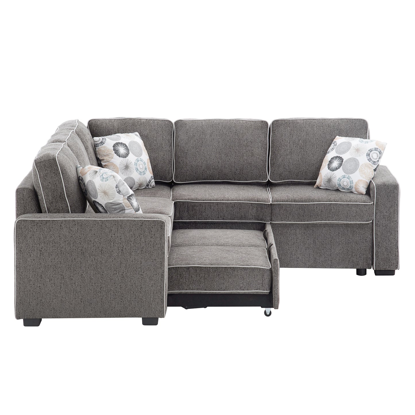 Berg L-Shaped Pull Out Convertible Sleeper Sofa - Dark Gray