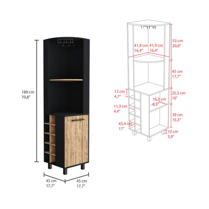 Cleveland Corner Bar Cabinet - Black/Pine