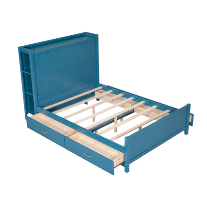 Zeal Full Size Platform Bed w Storage - Blue