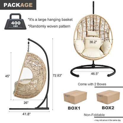 Beebe Wicker Swing Chair With Stand - Natural