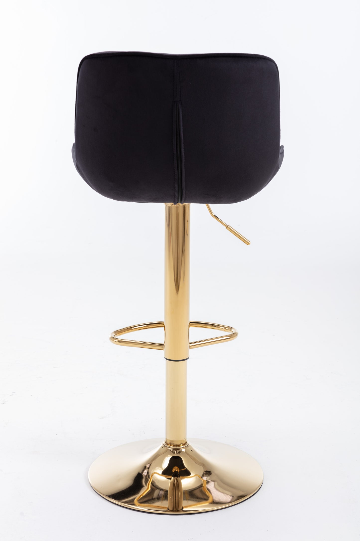 Stramline Adjustable Velvet + Golden Leg Bar Stool - Black Set of 2