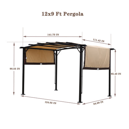 Manson 12 x 9 ft Outdoor Retractable Pergola - Beige