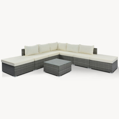 Macon 8 Pc Outdoor Patio Furniture Set - Beige