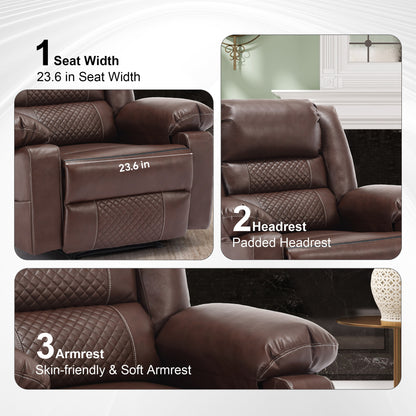 Newman Breathable Leather Massage Recliner Chair - Brown