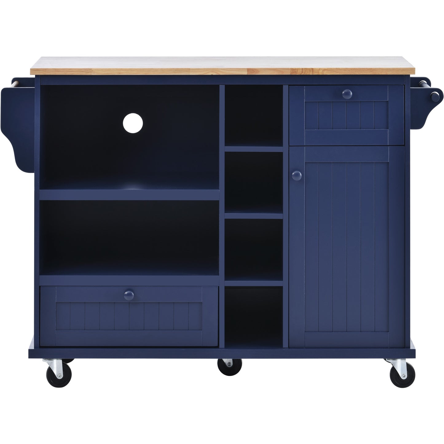 Retro Kitchen Island Cart with Storage Cabinet -Dark blue