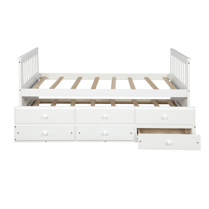 Abby Twin Daybed with Trundle Bed and Storage Drawers - White