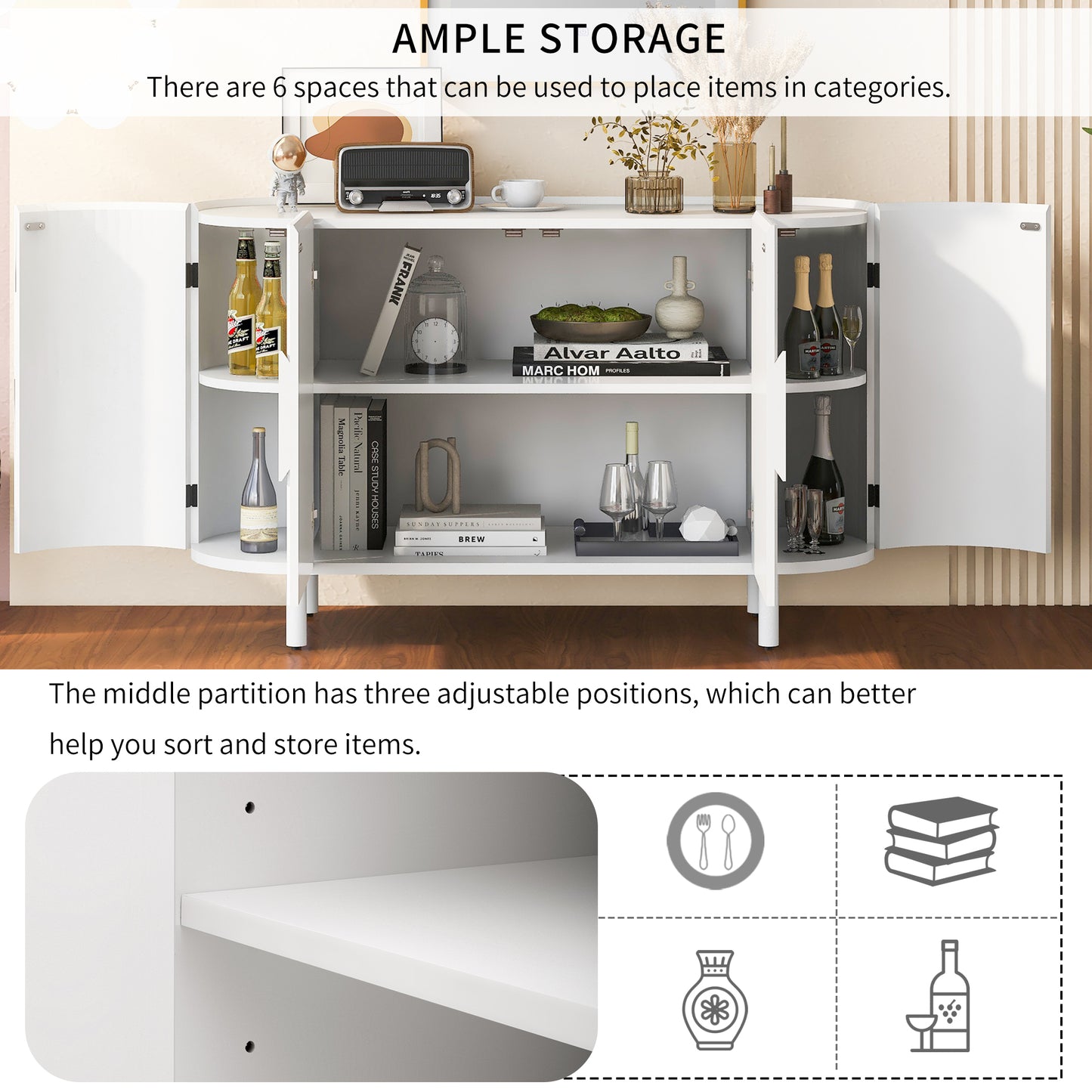 U Storage Sideboard Cabinet - White