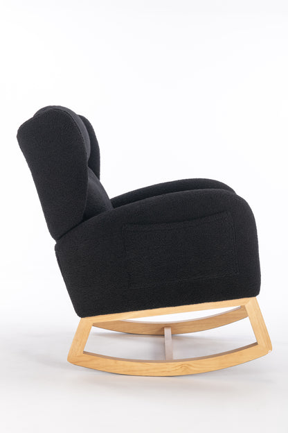 Nadia Teddy Fabric Rocking Chair - Black