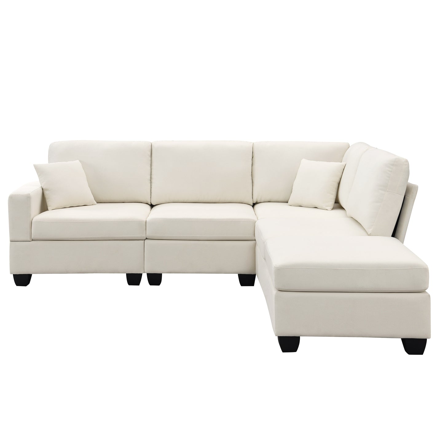 Aria 5-Seat Modular Sectional Set with Convertible Ottoman - Beige