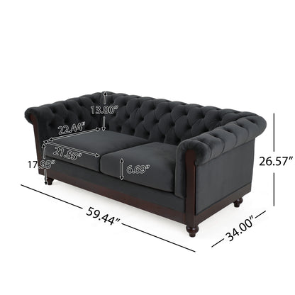 Vivalux Velvet Loveseat Sofa - Dark Gray