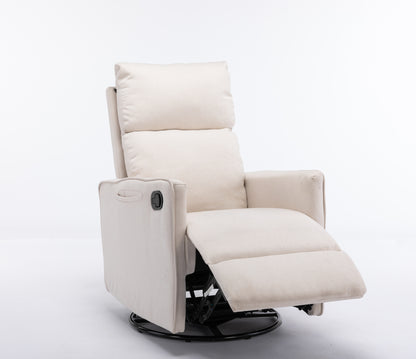 Cotton Linen Fabric Swivel Rocking Chair - Beige