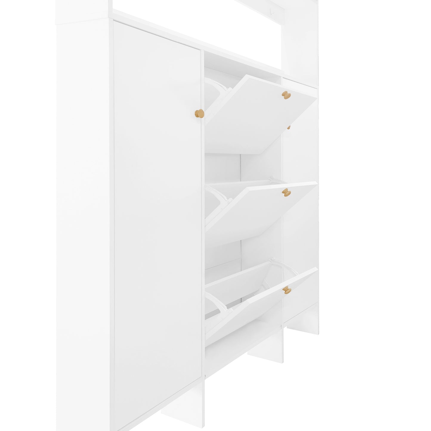 Felix Multifunctional Shoe Cabinet with Open Storage Platform - White