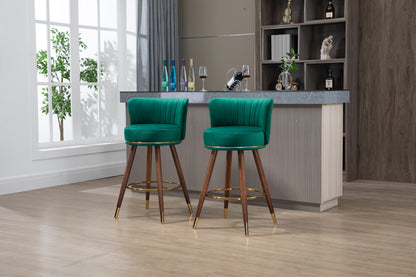 Emily  Bar Stools with Back and Footrest  - Emerald Set of 2