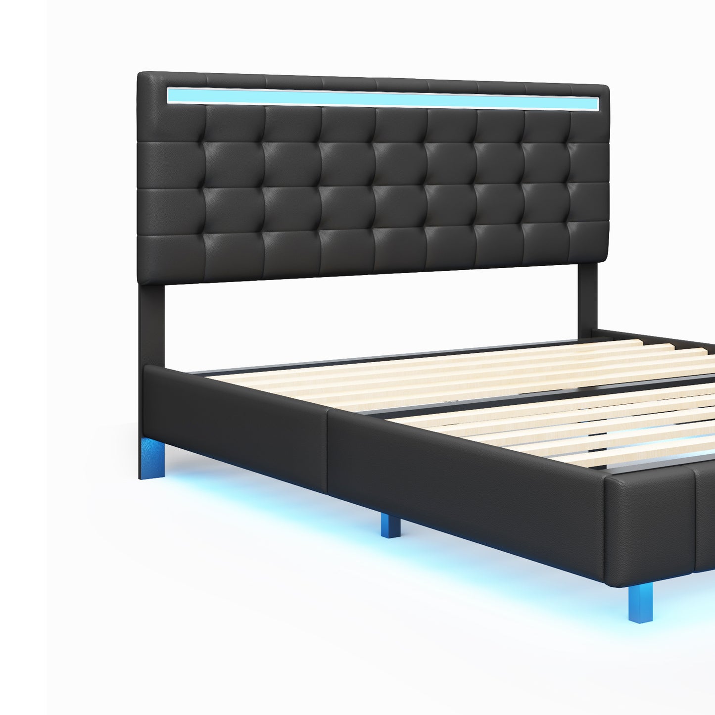 Marc Queen Size Floating Bed Frame with LED - Black