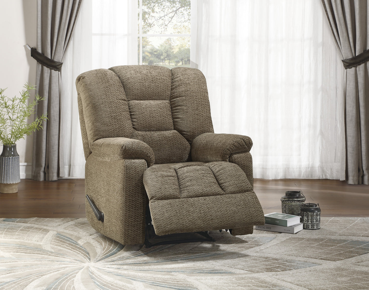 Weston Chenille Fabric  Reclining Chair - Brown