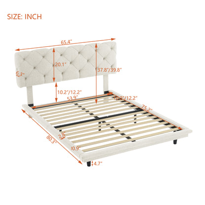 Joy Full Size Upholstered Bed with Light Stripe - Beige