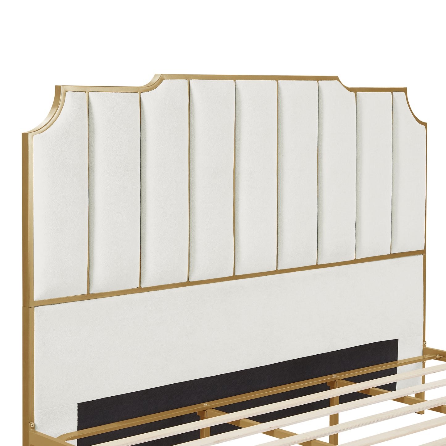 Brena King Size Velvet Platform Bed - White