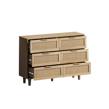 Tero 6 Drawers Rattan Cabinet - Natural