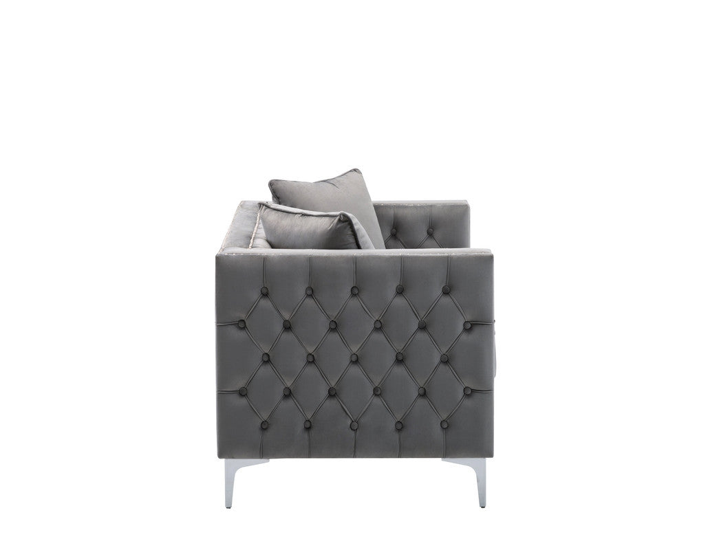 Lorreto Velvet Loveseat - Gray