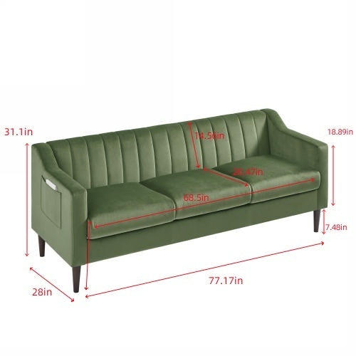 Jericho Convertible Velvet Sofa Bed - Green