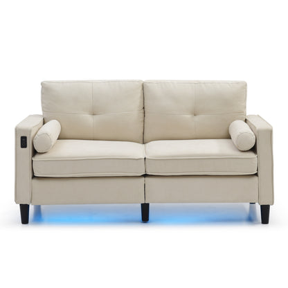 Loveseat Couch with LED Lights - Beige